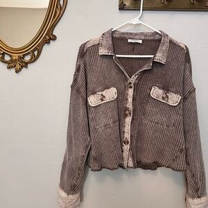 Free People Inspired Brown Button-Up Jacket